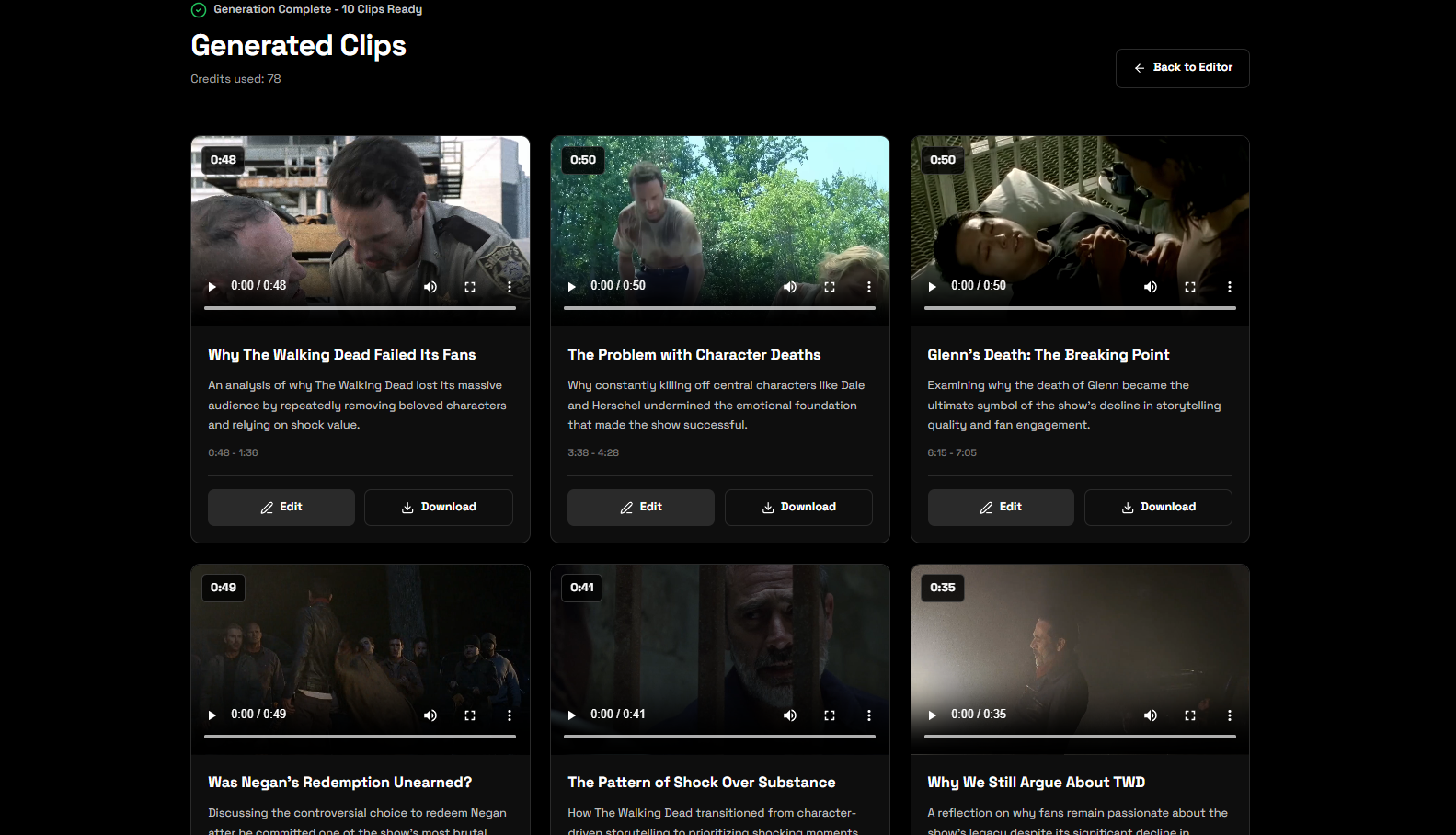AI video clip generator turning a long YouTube video into short clips